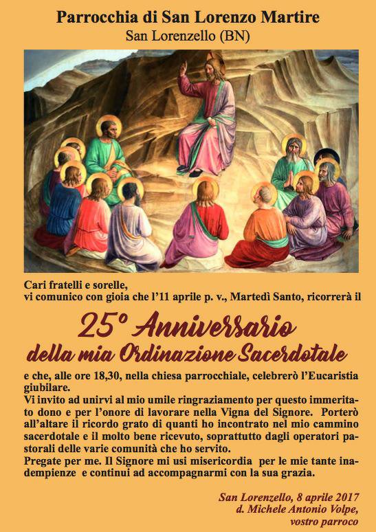 San Lorenzello 25 Di Sacerdozio Per Il Parroco Don Michele Volpe Diocesi Di Cerreto S Telese S Agata De Goti